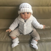 Corbin Newborn Baby Cardigan Hat and Booties Set | Crochet Pattern PDF | English